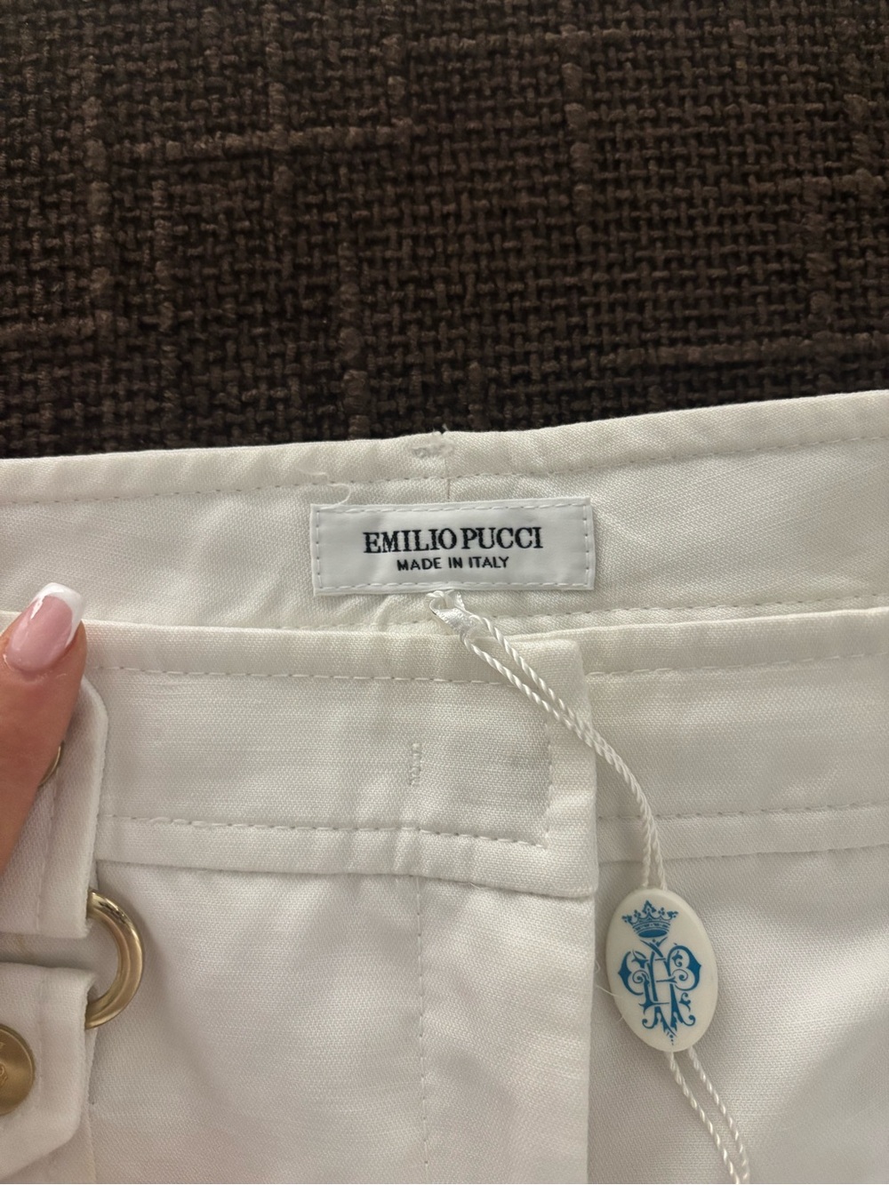 Emilio Pucci White Skinny Pants | Gold Pucci Crest Hardware | NWT - Picture 6 of 9